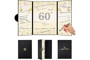 NATISERAUM 60th Birthday Party Decorations for Men Women, Black Gold 60th Birthday Guest Book Alternative, 60th Birthday Sign