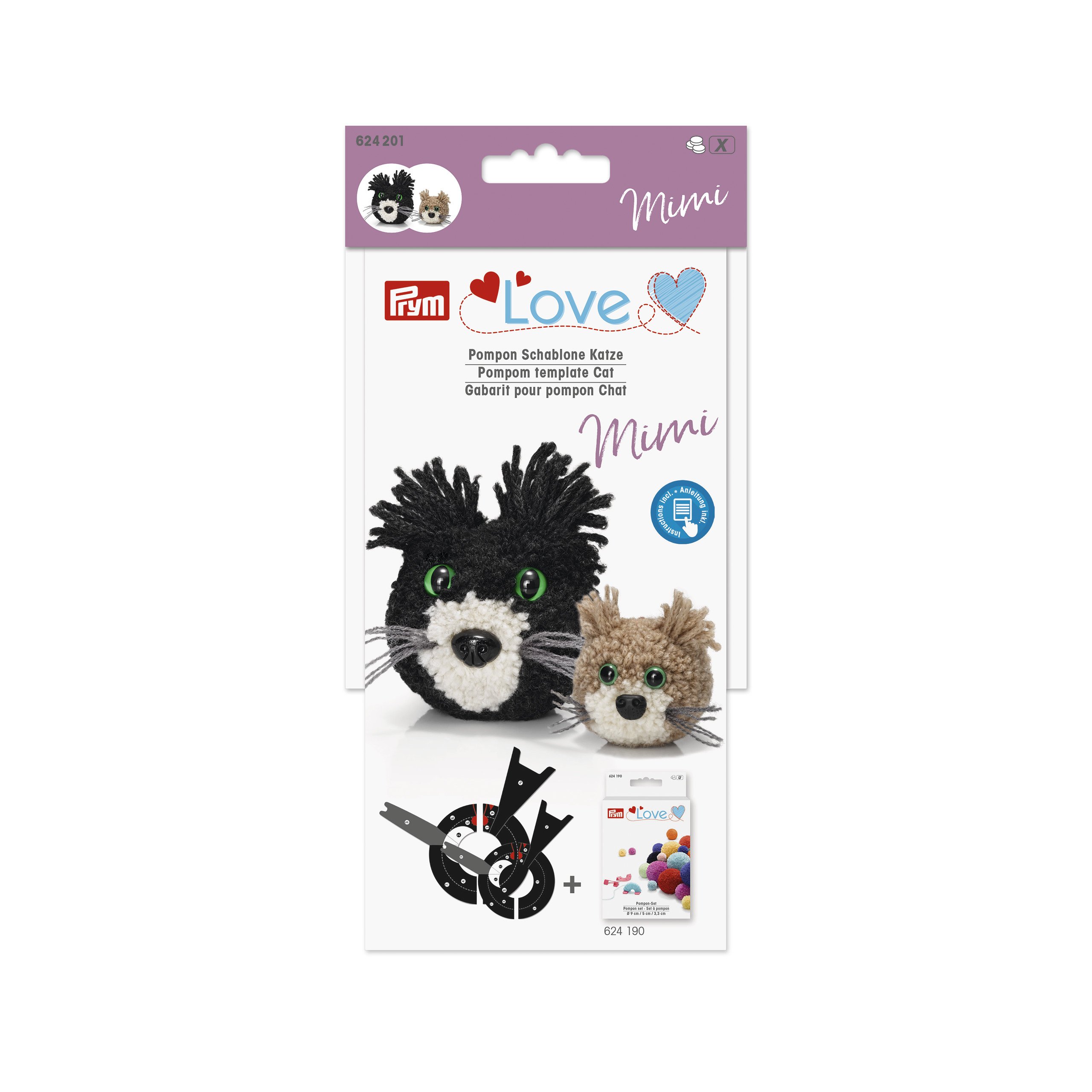 Prym Pompom Template, Black, Brown, White, 5 x 5 x 3 cm