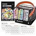 Shuttle Art 61 Colors Dual Tip Art Markers, 60 Colors plus 1 Blender Alcohol Based Permanent Marker Pens Highlighters with Case Perfect for Illustration Adult Coloring Sketching and Card Making