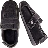 EUROPEAN SOFTEST Men’s Wide Fit Adjustable Slippers – Opens at Top & Heel, Memory Foam, Non-Slip Indoor/Outdoor Sole, Washable Comfort for Wide, Swollen & Sensitive Feet