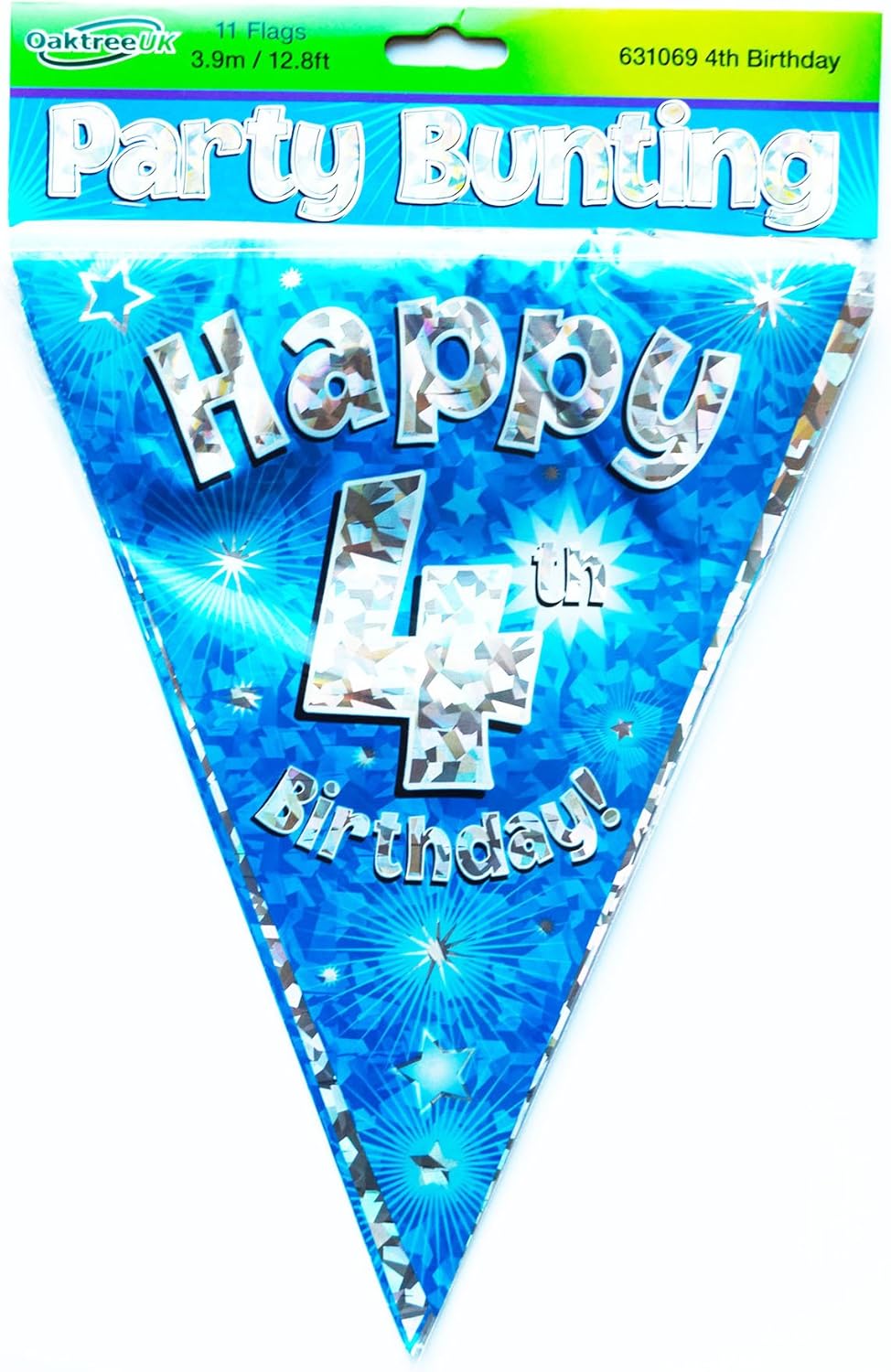 Happy 4th Birthday Flag Bunting Age Boys Blue Pennant Banner Party ...