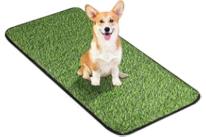 INWODITEKI Artificial Grass Mat, Dog Grass Pee Pads, Fake Grass Pad for Pets Potty Training, Soft Grass Rug, Grass Doormat with Drainage Holes, Pet Turf for Indoor Outdoor Use, Washable(15.7''*31.5'')