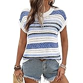 Ivicoer Womens Spring Summer Tops Crochet Cap Sleeve Sweater Hollow Out Beach Vacation Clothes Trendy 2026 Loose Fit