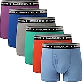 BAMBOO COOL Boys' Underwear Moisture-Wicking Brethable Boxer Briefs Soft Lightweight Tag-Free with Fly Pouch 6-Pack