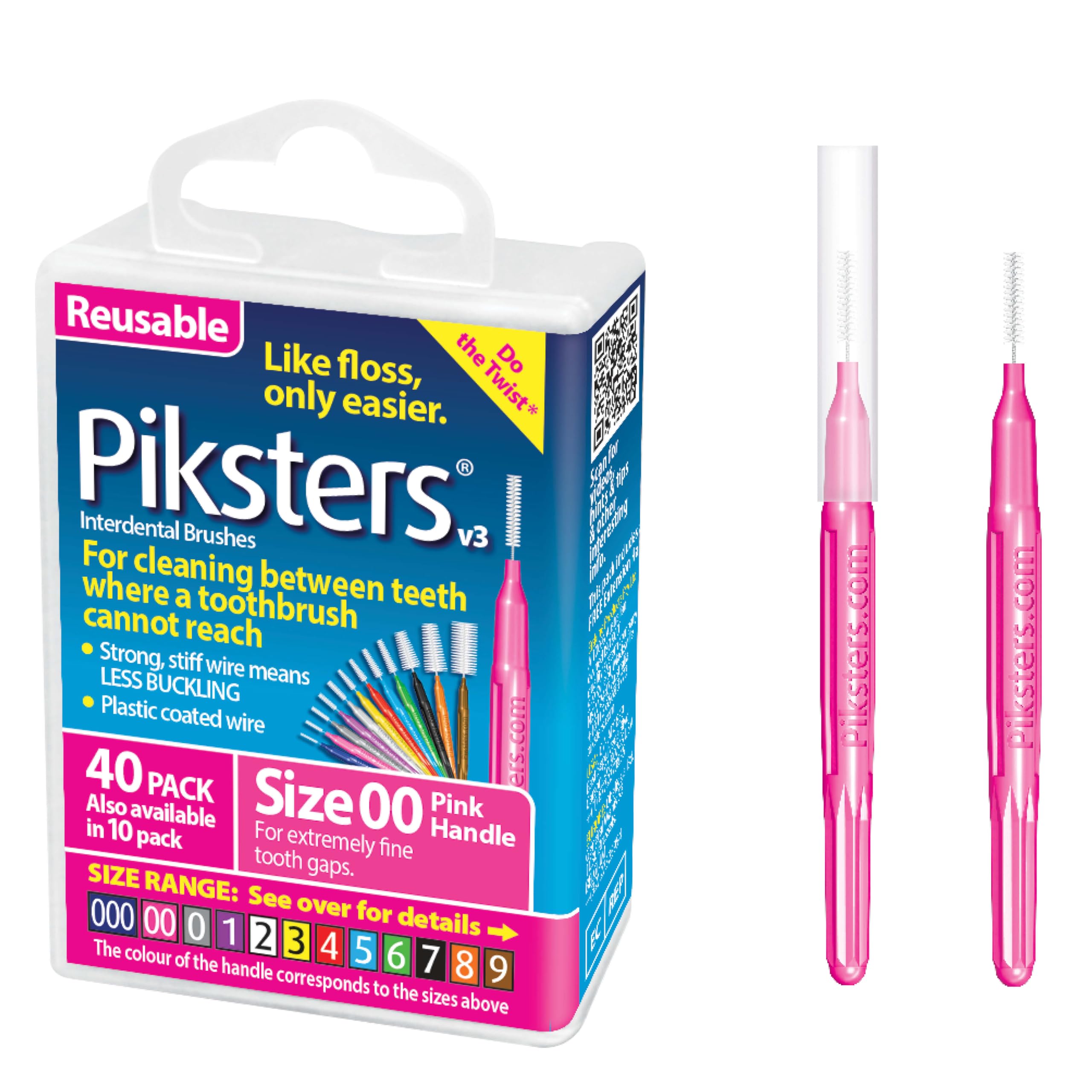 Photo 1 of Piksters Interdental Brushes, 40 pk, Size 00, Interdental Tooth Brush for Extremely Tight Gaps, Gum Soft Bristles for Plaque Removal, Safe for Braces
