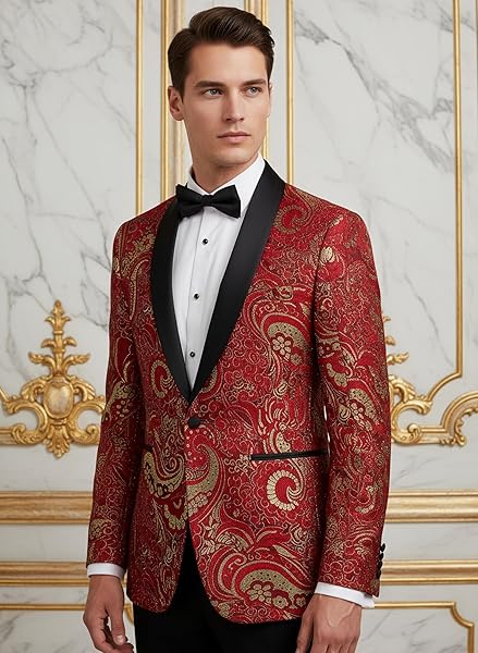 COOFANDY MEN’S FLORAL TUXEDO JACKET LUXURY EMBROIDERED WEDDING BLAZER DRESS SUIT FOR PARTY DINNER
