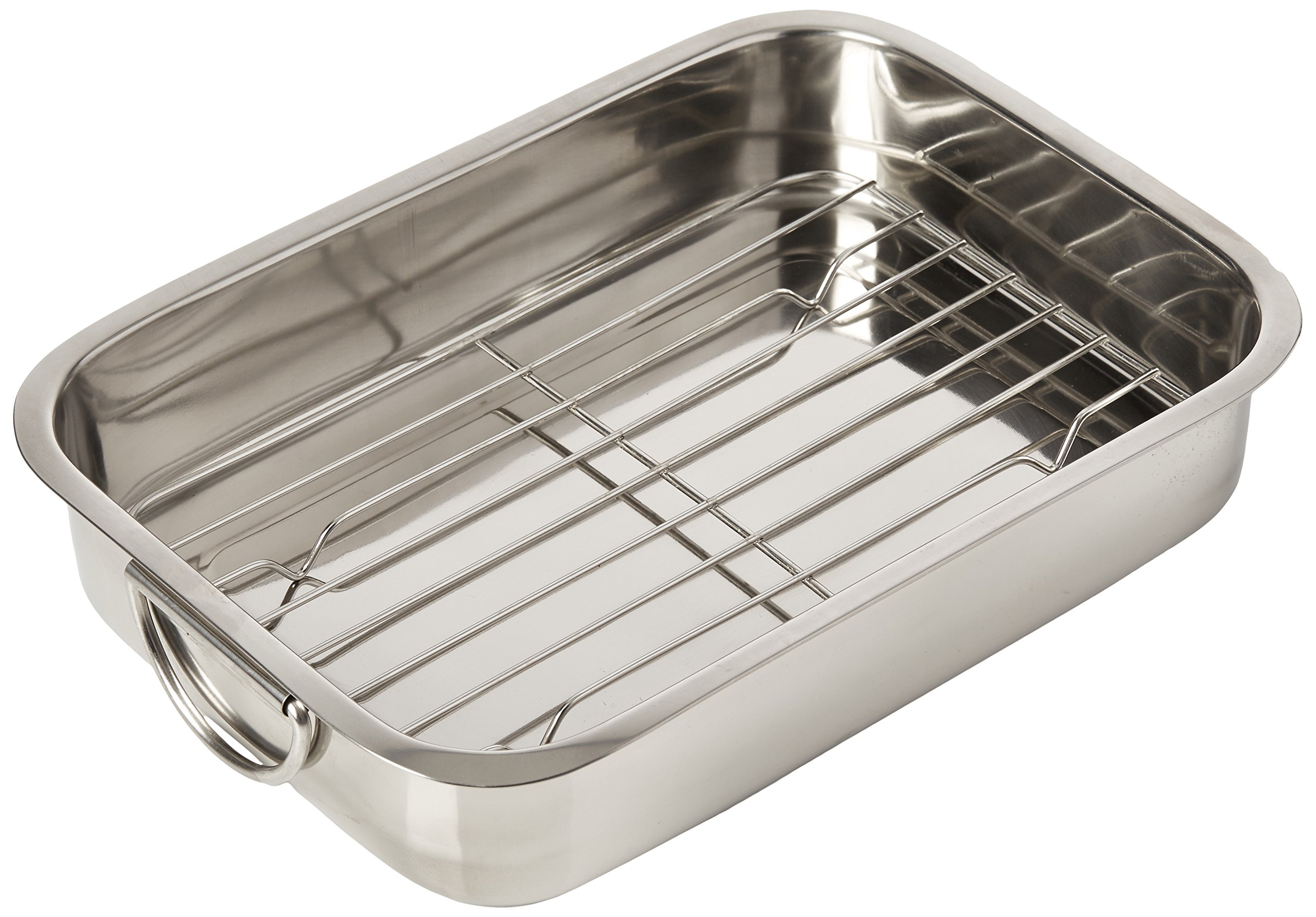 GSW 809306 Square Pan with Inserts 809252 Square Roasting Tray Stainless Steel with 30 cm, stainless steel, silver, 30 x 25 x 6,1 cm
