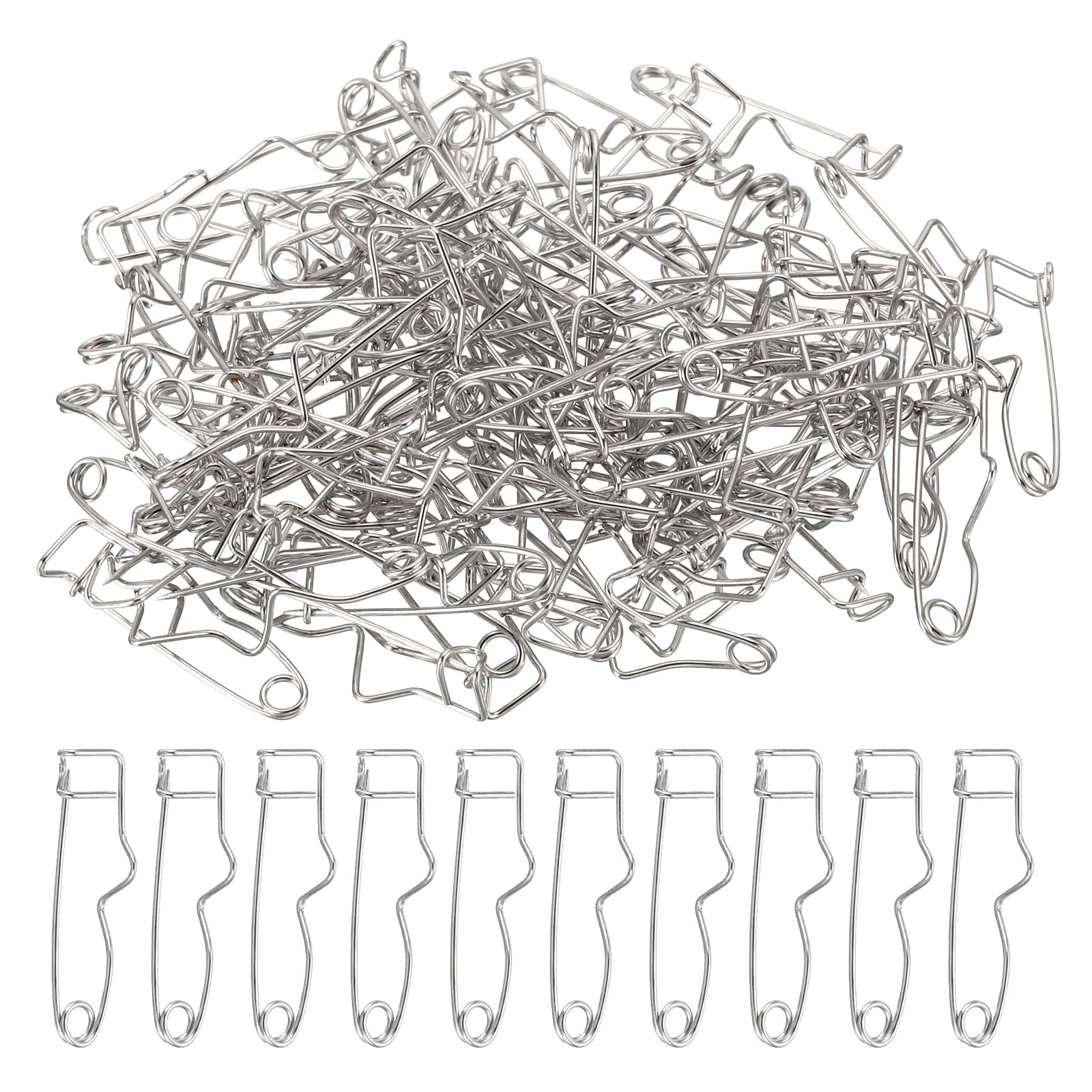 PATIKIL Safety Pin, 100 Pcs Steel Wire S-Shaped Curved Pins 1.3" Sturdy Bulk Pins for Cloth Blankets Craft DIY Jewelry Making, Silver