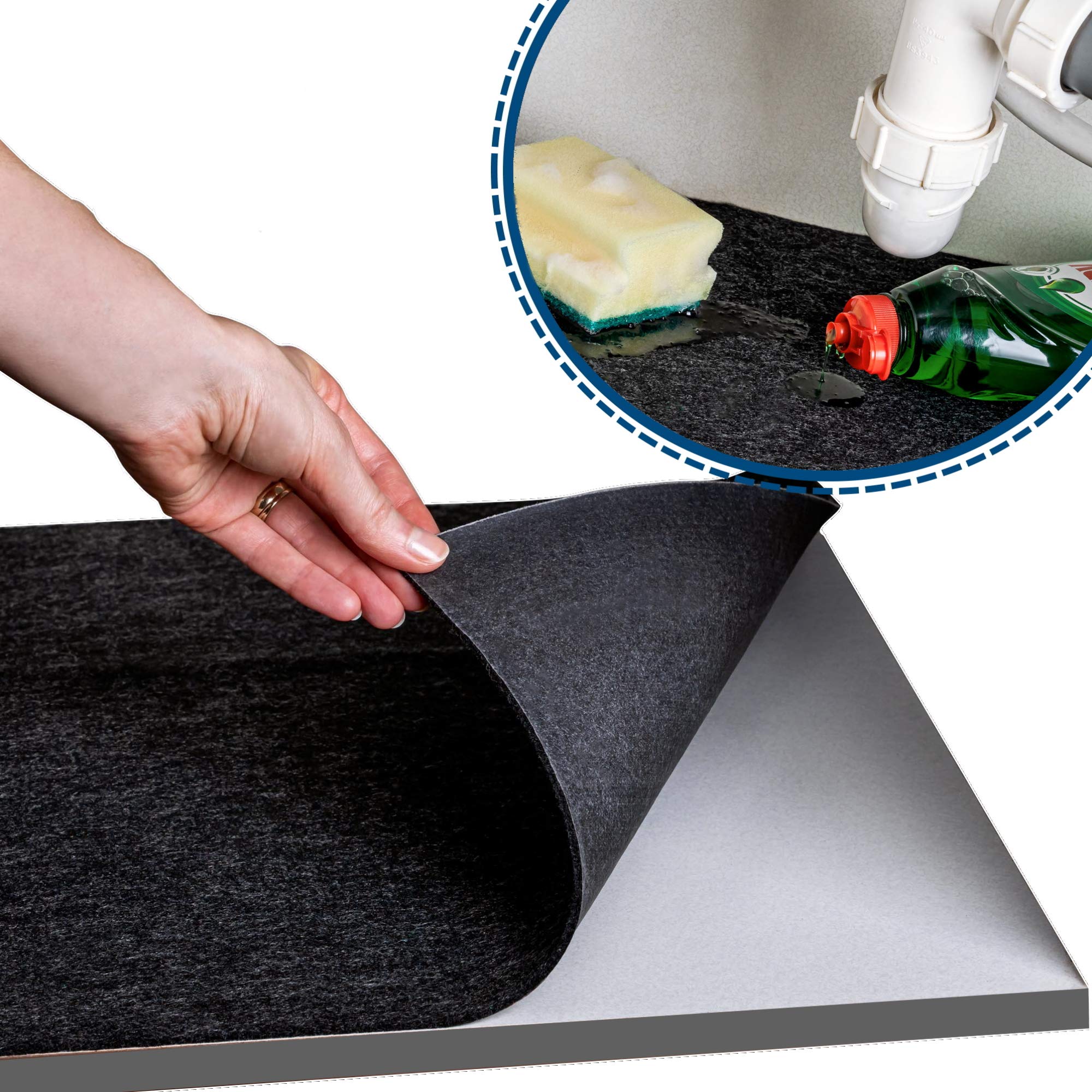 Skatco Kitchen Cabinet Liner Felt Waterproof Under Sink Mat 90x60cm With Sticky Adhesive Tape Kitchen Drawer And Shelf Liner Drip Tray Cupboard Liners For Non Slip Under Sink Storage Organiser Buy Online
