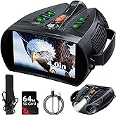 4K Night Vision Goggles, 4.0" HD Screen Night Vision Binoculars with 5000mAh Rechargeable Battery, 64GB TF Card for Photo & Video, Infrared Binocular for Adults, Camping, Wildlife Observation