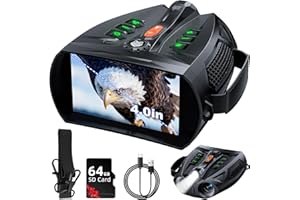 GIPSOT 4K Night Vision Goggles, 4.0" HD Screen Night Vision Binoculars with 5000mAh Rechargeable Battery, 64GB TF Card for Photo & Video, Infrared Binocular for Adults, Camping, Wildlife Observation