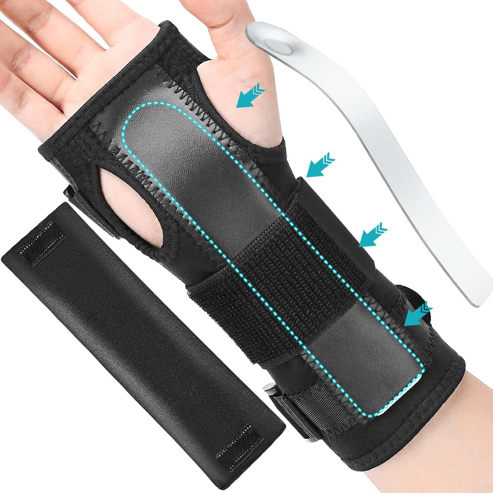 Apasiri Wrist Brace, Wrist Splint Fits Right/Left Hand for Carpal Tunnel, Arthritis, Tendonitis, Sprain, Breathable Wrist Support with Aluminum Bar and Soft Padding for Men and Women - L