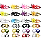 Sratte 24 Pcs Mardi Gras Masquerade Mask Half Face Venetian Masks Vintage Mascarade Mask Antique Look Costumes Party Accessory for Women Men Halloween, 24 Styles and Colors