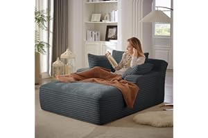 Chorlenimi 50'' Boneless Couch Sofa Bed Chaise Lounge Chair Indoor Upholstered Corduroy Cloud Sleeper Sofa Couch Oversized Reading Chair for Living Room No Assembly Required(Dark Grey-, 50")