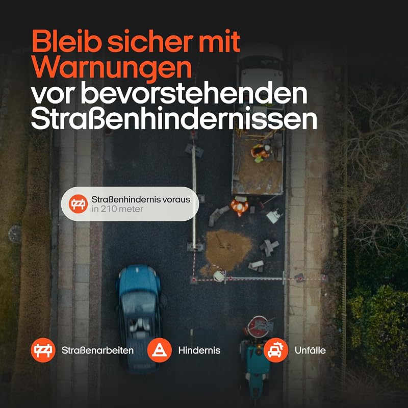 Co-Driver NO1: Warnt vor Tempo-Kontrollen und Gefahren im Straßenverkehr in Echtzeit - Automatisch aktiv nach Verbindung zum Smartphone über Bluetooth
