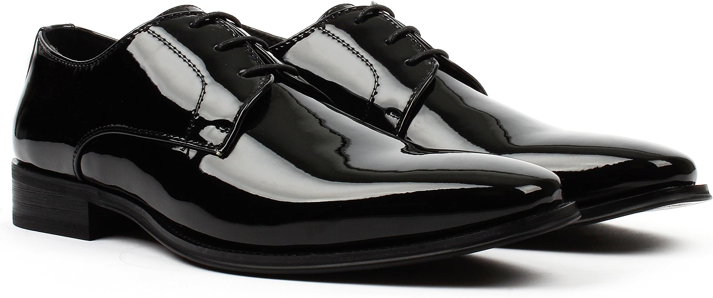 Santino Luciano Men's Runway Patent Derby Tuxedo Shoes