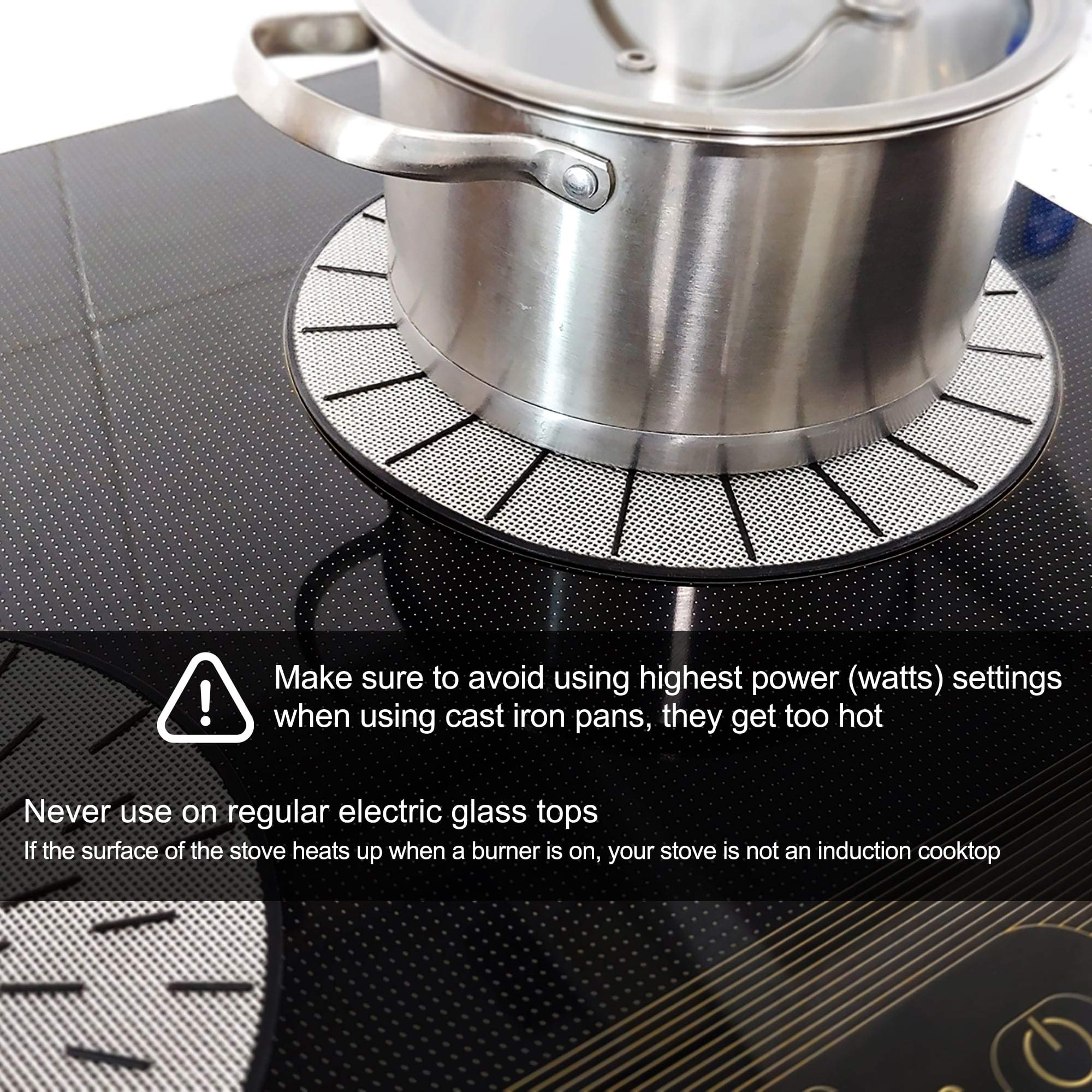 Lazy K Induction Cooktop Mat - Silicone Fiberglass Scratch Protector - for Magnetic Stove - Non Slip Pads to Prevent Pots from Sliding During Cooking (9.4 inches)