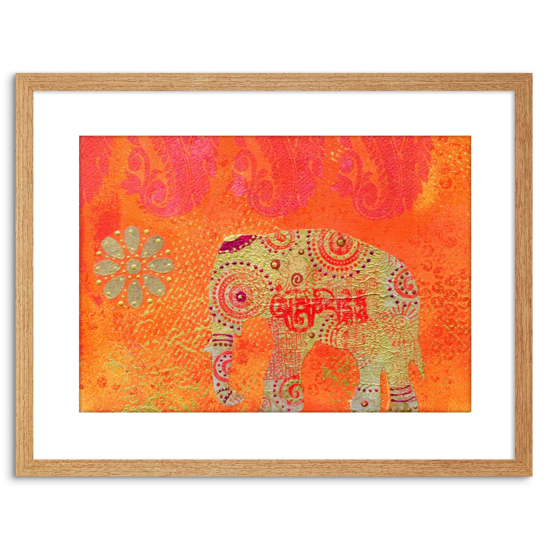 Wee Blue Coo Dt Indian Collage Elephant Photo Framed Wall Art Print