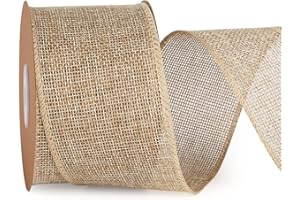 LaRibbons Burlap Wired Ribbon, 2.5 Inch x 12 Yards Natural Burlap Fabric Ribbon for Spring Easter Crafts, Wreath, Bows, Gift Wrapping, Tree, Outdoor Decoration