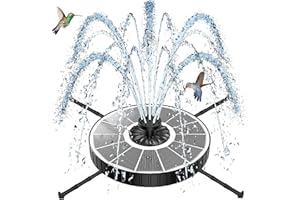 SZMP Solar Fountain with 3 Spray Height, 3.5W Glass Solar Bird Bath Fountain with 4 Adjustable Fixed Rods, and 7 Nozzles, Out