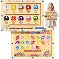 2 in 1 Double Side Magnetic Color Number Alphabet Maze Board, Montessori Toys 1-3 3-5 Year Old, Wood Educational Puzzle Learn