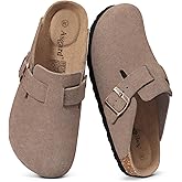 Asgard Genuine Suede Clogs for Women Men Leather Mules Arch Support Potato Shoes with Comfort Cork Footbed