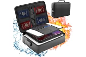 Fireproof Waterproof Document Bag with Lock - Mondoshop Portable Waterproof Document Organizer for Important File - Fire Proof Travel Storage Case with Zipper for Laptop, Passport, Certificates, Cards