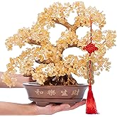 GEMBOURY Natural Large Citrine Tree,14"Feng Shui Money Tree(1251 Gemstone Count)Citrine Crystal Tree for Abundance Prosperity Success Fortune Decoration Tree Bonsai for Home & Office Good Luck Wealth
