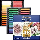 Artecho 48pcs Soft Pastels, 46 Colors | 4 Fluorescent Colors, Extra Free Black &amp; White, Square Chalk, For Drawing, Blending, Layering, Shading