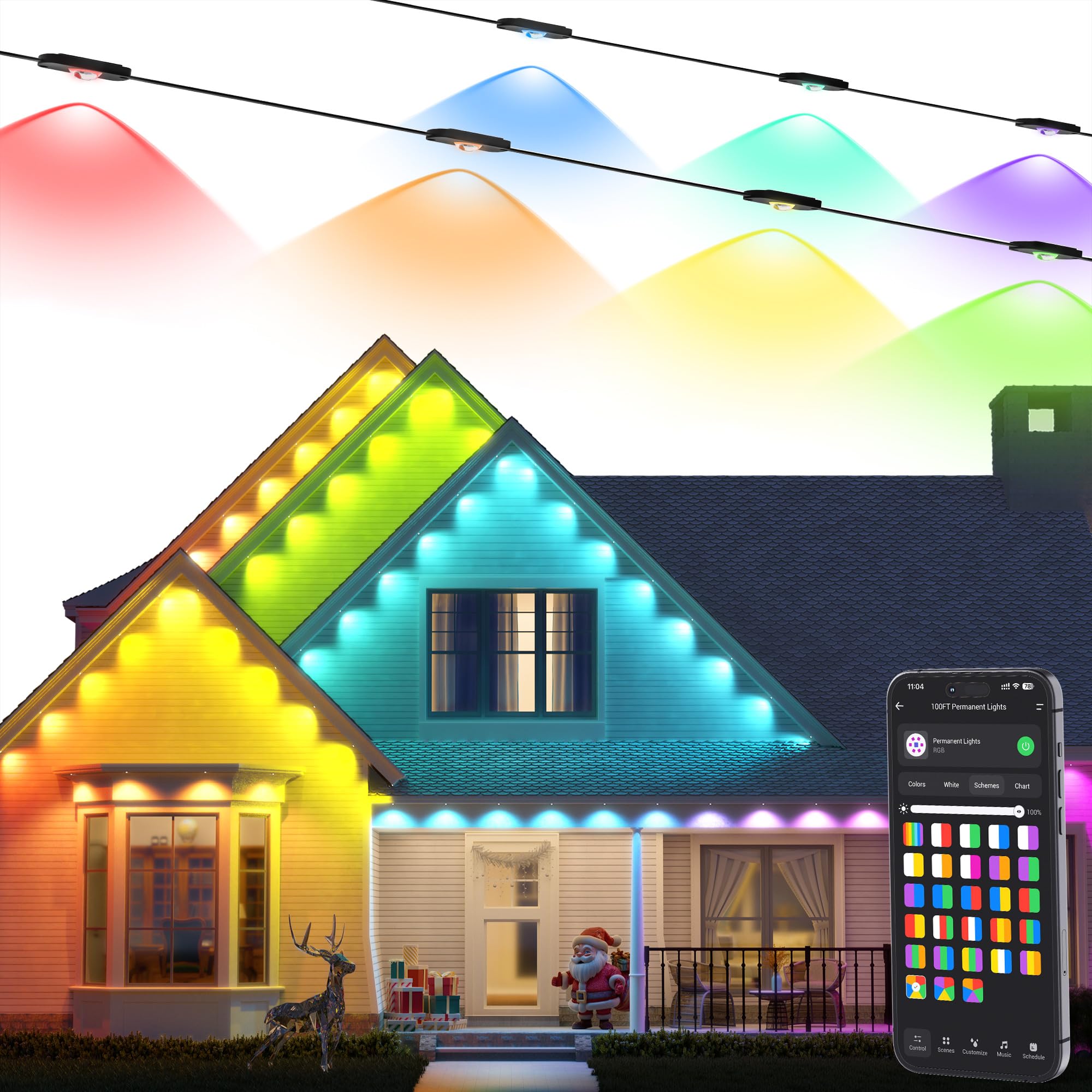 Photo 1 of Brizled Permanent Outdoor Lights, 100ft 60LED Essential RGB Permanent Christmas Lights Work with Alexa & Google, App Control Smart Christmas Eave Light, IP65 Smart House Light for Halloween Xmas,BlackLPNPMFP1226061
