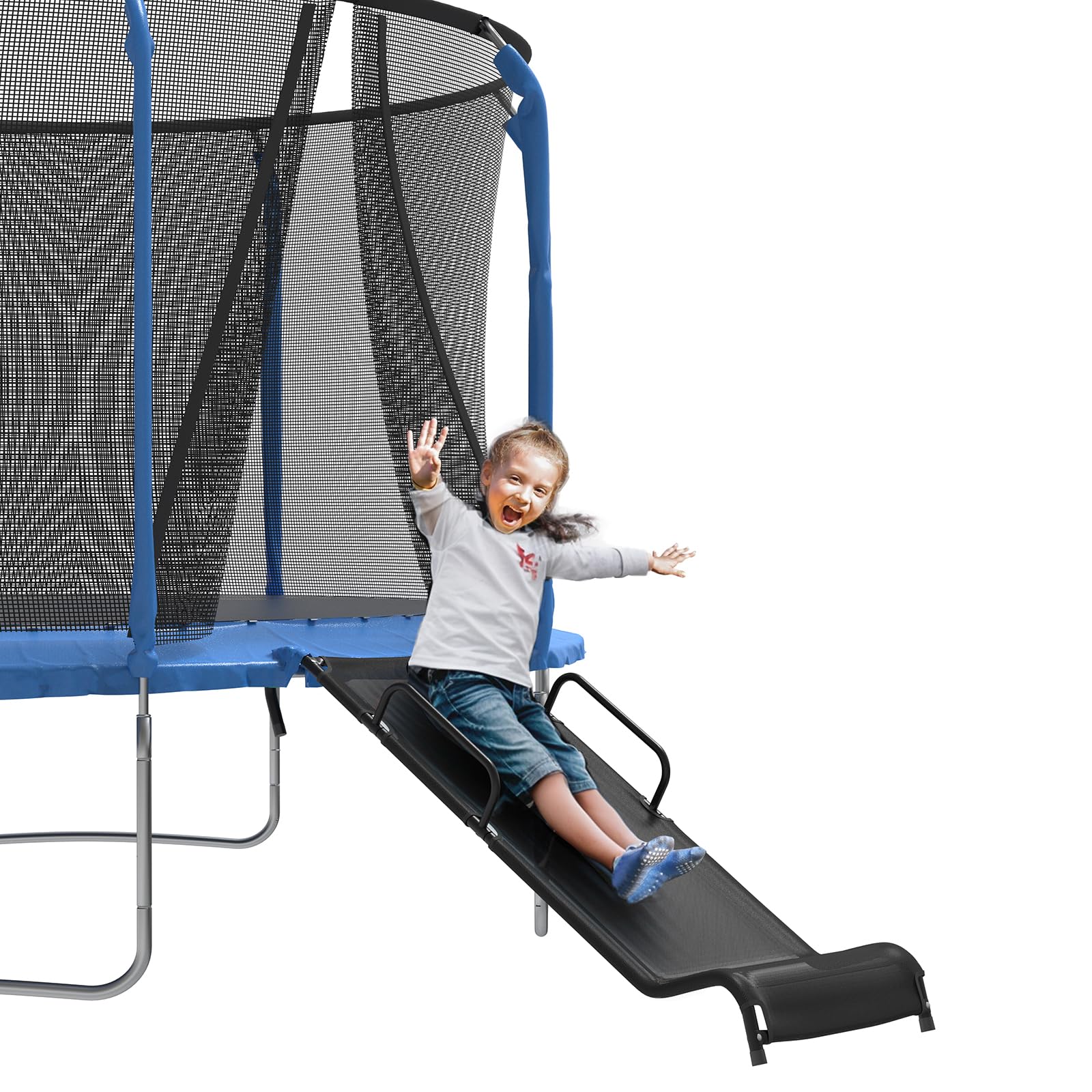 Photo 1 of Universal Trampoline Slide 60" * 20" Slide with 2 Iron Plasticized Handles Buffer Bottom Wear-Resistant Fabric Safety Ladder for Kids and Toddle