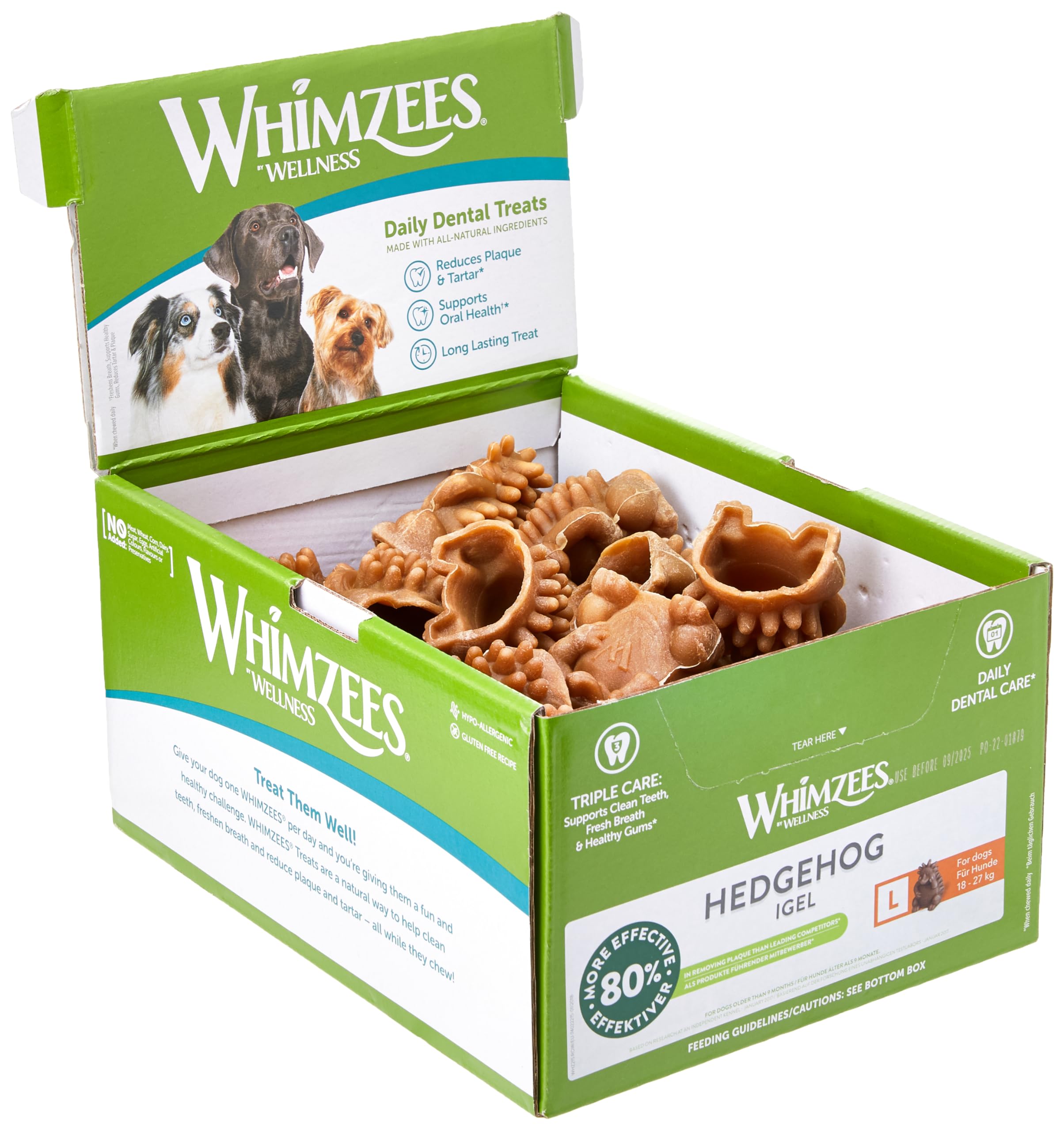 Whimzees Natural Dental Dog Treats Hedgehog Large, 1 x 30