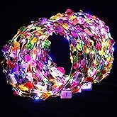 Syhood 40 Pcs LED Flower Headband, Light up Flower Crown Garland Headdress Floral Headpiece for Women Hair Accessories Bridal Shower Holiday Birthday Wedding Party(Plum Blossom Style)