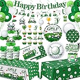 Golf Birthday Decorations,188pcs Golf Party Decorations Include Golf Plates and Napkins,Tablecloth,Cup, Banner,Balloon,Cake Topper, Sports Themed Golf Birthday Party Decorations,Serve 24