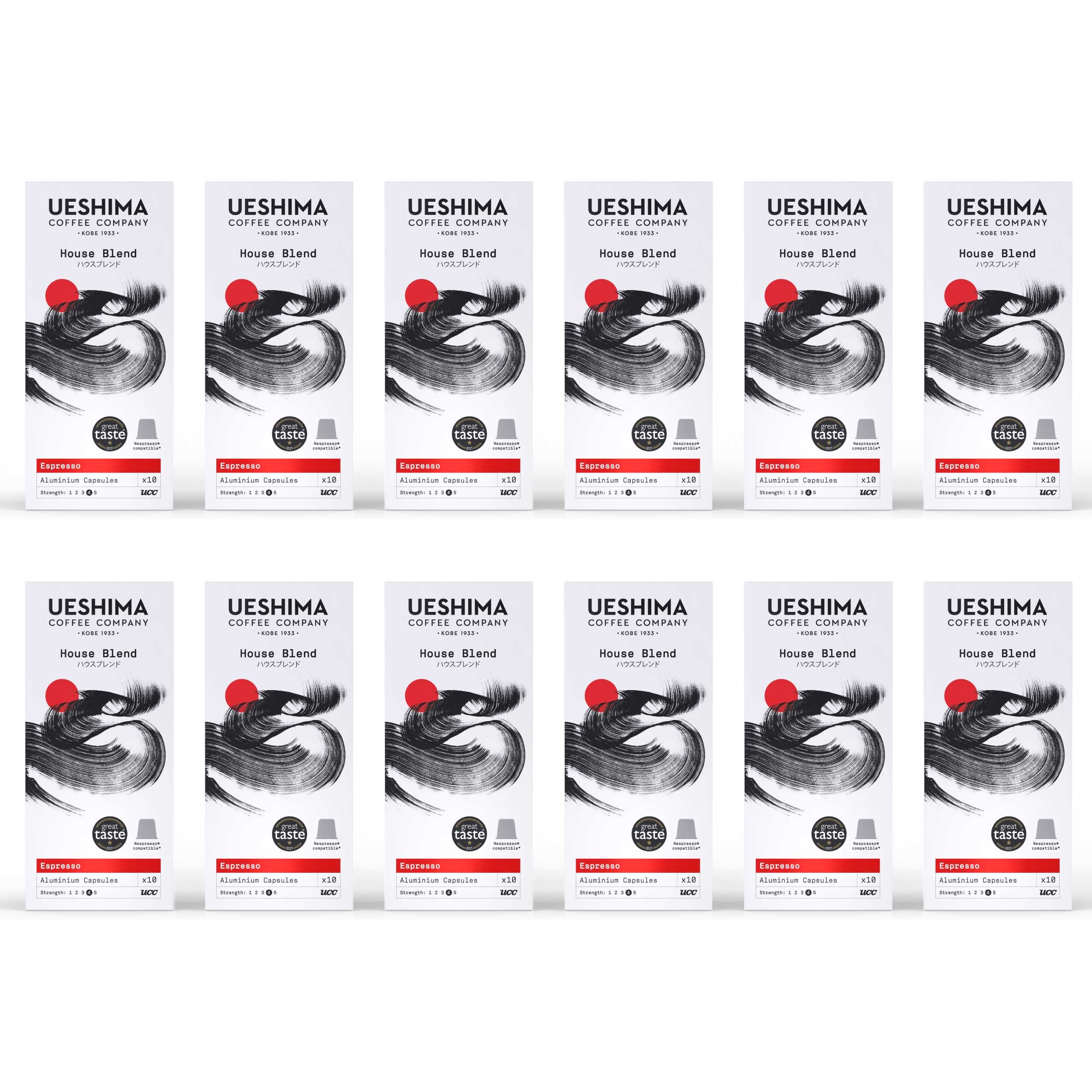 Ueshima House Blend Coffee Capsules - 12 Packs of 10 Capsules (120 Cups)