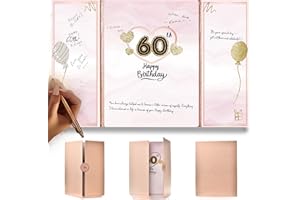 DOUBLESHOOT Rose Gold 60th Birthday Party Decorations for Women 12"x18" Guest Book - 60 Years Guest Book Sign in Poster Card - Sixtey Party Keepsake, Gift, Signature Board - Pen Not Included