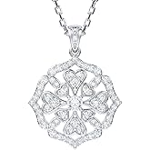 THELANDA Genuine Moissanite Sterling Silver Vintage Classic Clover Cross Flourish Pendant Necklace, Adjustable 18-20 Inch Chain with Lobster Clasp, Elegant Jewelry Gift for Women