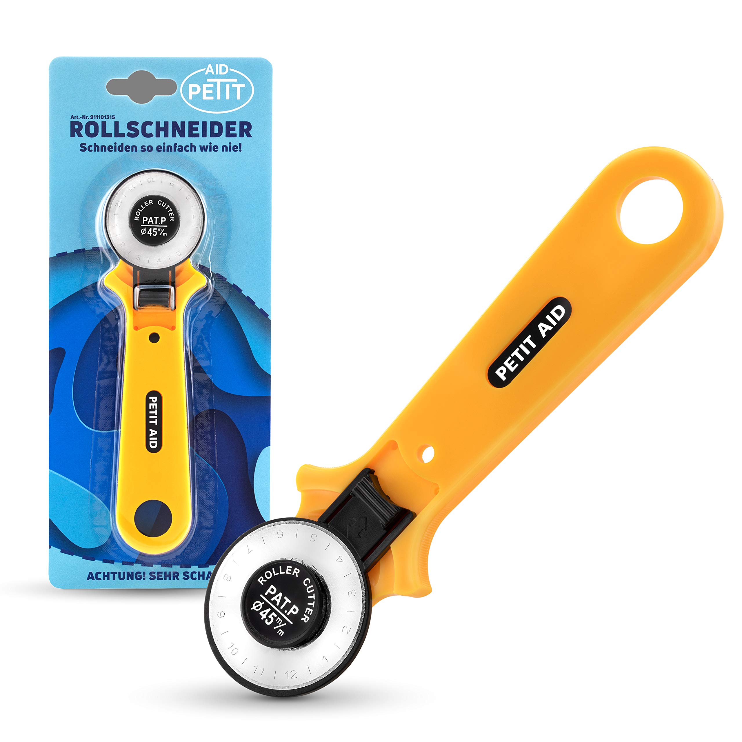 meditoys® Rotary Cutter with 45 mm Round Blades Especially for Latex, Leather, Cotton Fabric and Paper - Also for Professional Use