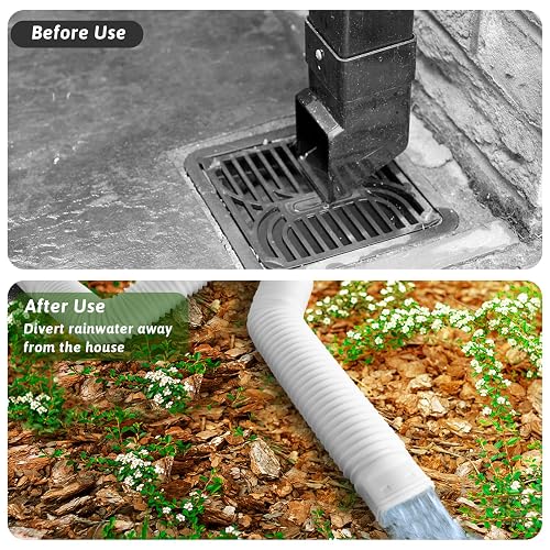 POBOMVOM Rain Gutter Downspout Extensions, 21-60 Inch Flexible Drainage Pipe With 4x3 & 3x2 Connectors & Screws, 2-Pack Green
