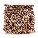 CleverDelights Bulk 1/8" Rolo Chain - 25 Feet - Antique Copper Color