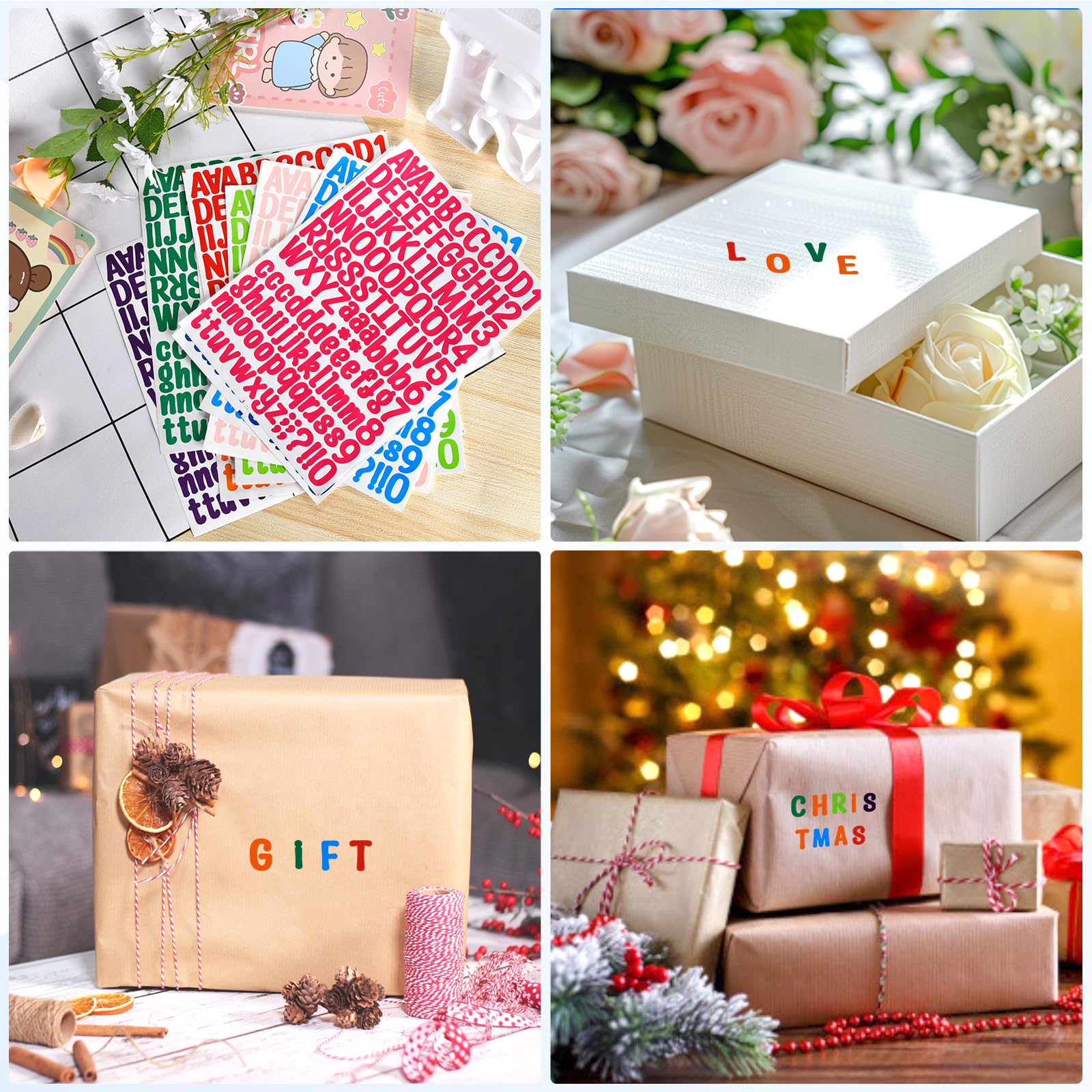 1512 Letter Stickers, 12 Sheets Alphabet Sticker, Vinyl Letters, Mailbox Numbers, Self Adhesive Sticks for Scrapbook, Graduation Cap, Water Bottle, Windows, 1 inch Multicolor Stick on Letters