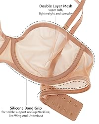INLYRIC Women's Sheer Strapless Bras Mesh Sexy