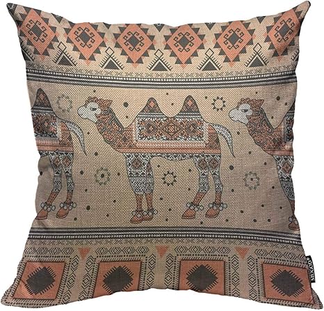 Mugod Kamel Und Beduine Dekokissenbezuge Afrikanische Tribal Ornamente Bohemian Stil Muster Druck Lustige Kissen Home Decor Couch Kissenbezug Baumwoll Leinen A064 16 X 16 Inch Amazon De Kuche Haushalt