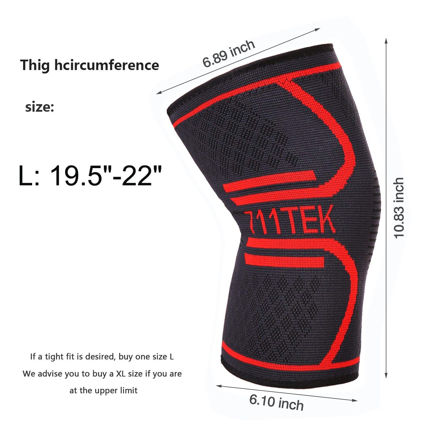 Knee Sleeve, 711TEK Compression Knee Brace for Knee Pain - Premium Recovery Knee Support for Running, Jogging, Sports, Joint Pain Relief, Arthritis - For Men & Women (Black-2PCS)