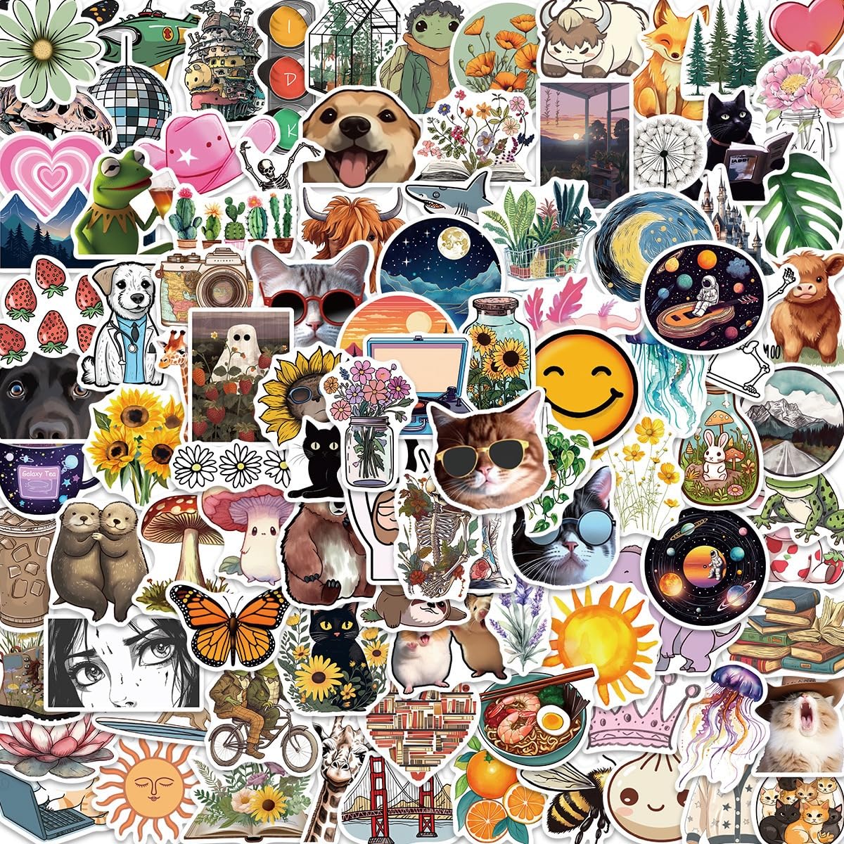 100 Pcs Aesthetic Stickers Pack - Waterproof Durable Vinyl Stickers for Adults, Teens - Nature Scenic Designs for Journals, Gifts, School Projects — image 1