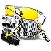 BLUPOND Night Vision Glasses for Driving For Men Women - Yellow Tint Anti Glare Glasses for Nighttime - Knight Visor