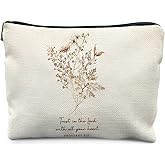 Likjad Trust In the Lord With All Your Heart Christian Makeup Bag, Floral Proverbs 3:5 Bible Verse Cosmetic Bags for Women, Christian Gifts Makeup Pouch, Faith Gifts Zipper Pouch