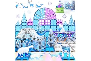 SOYEE Magnetic Tiles 54PCS with 4 Arctic Animals Frozen Toys for Girls Ages 3-5 4-7 6-8 Magnet Building Blocks Kids Games STEM Princess Toys Gifts for Kids
