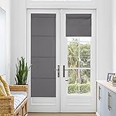 NICETOWN Magnetic Roman Shade for Window No Drill Blackout Door Curtain | French Front Door, Roman Roll Up Curtains for Light Conrol, Sidelight Curtains, 24" W x 72" L, 1 Panel, Grey