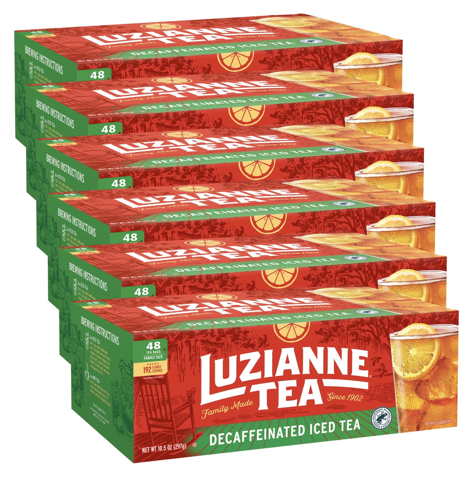 Photo 1 of Luzianne Decaffeinated Iced Tea Bags, Family Size, 48ct Box (Pack of 6)